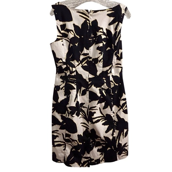 Ann Taylor Women's Floral Sleeveless Shift Dress Size 8 white black yellow - Picture 8 of 9